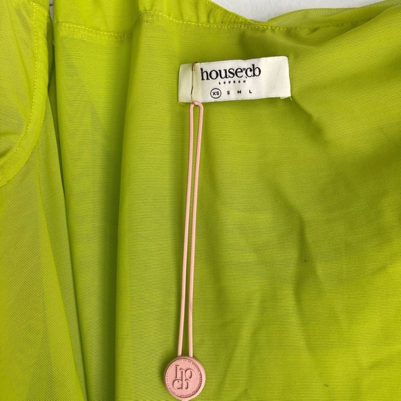 NWOT House of CB Nia Acid Green Ruched MIDI Dress Size XSmall - Picture 6 of 10